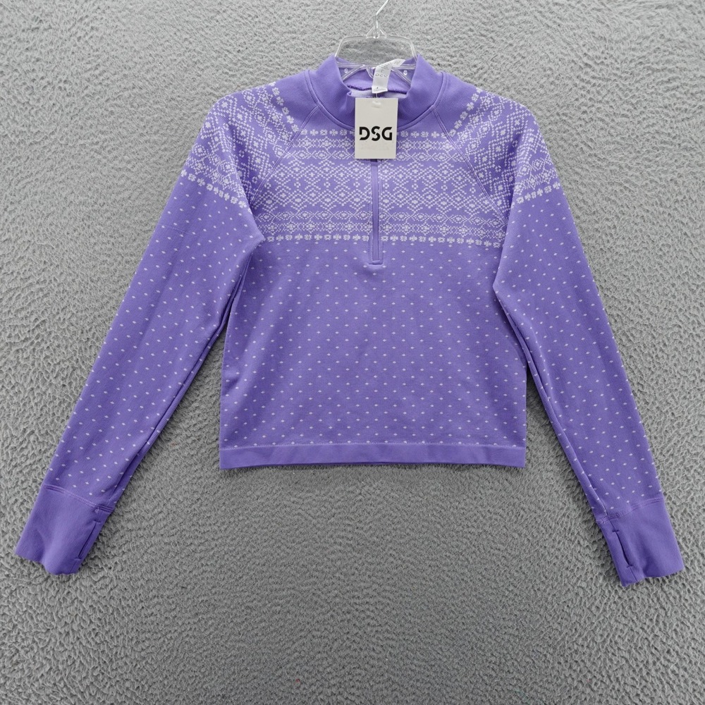 DSG Momentum Seamless 1/4 Zip Frozen Purple Fair Isle Pullover Large NEW